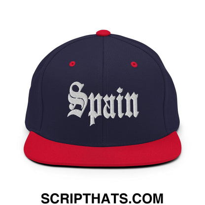 Spain OG Old English Snapback Hat Navy Red