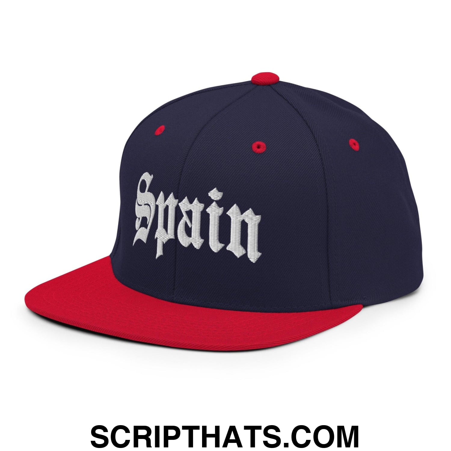 Spain Old English OG Snapback Hat Navy Red