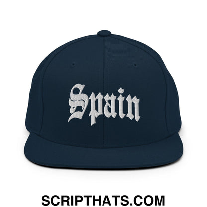 Spain Old English OG Snapback Hat Dark Navy