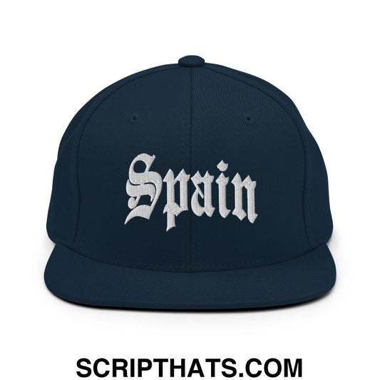 Spain Old English OG Snapback Hat Dark Navy