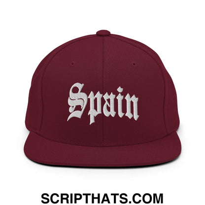 Spain Old English OG Snapback Hat Maroon