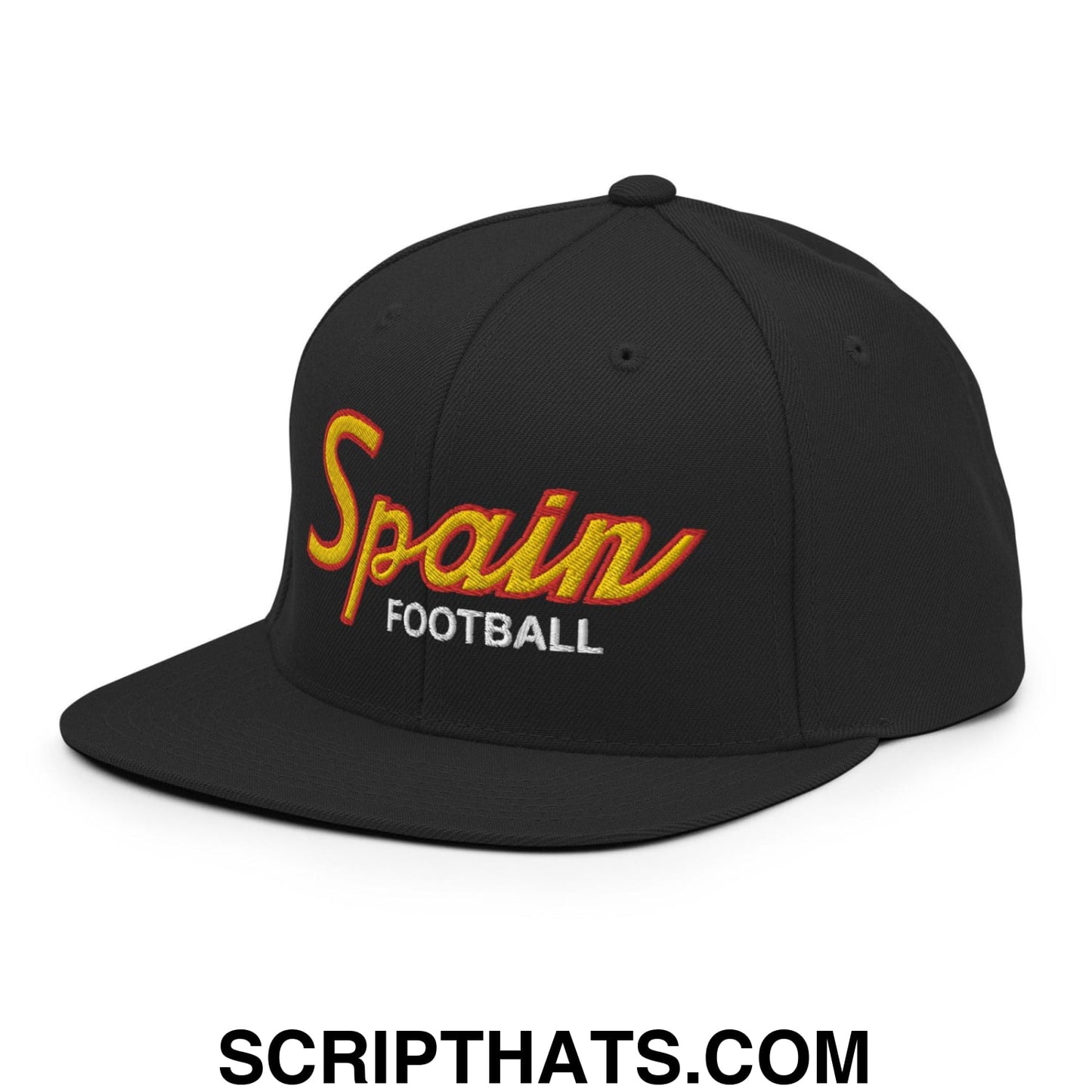 Spain Soccer Football Vintage Sports Script Snapback Hat Black