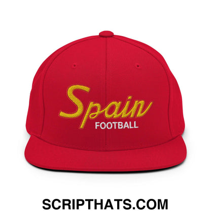 Spain Soccer Football Vintage Sports Script Snapback Hat Red