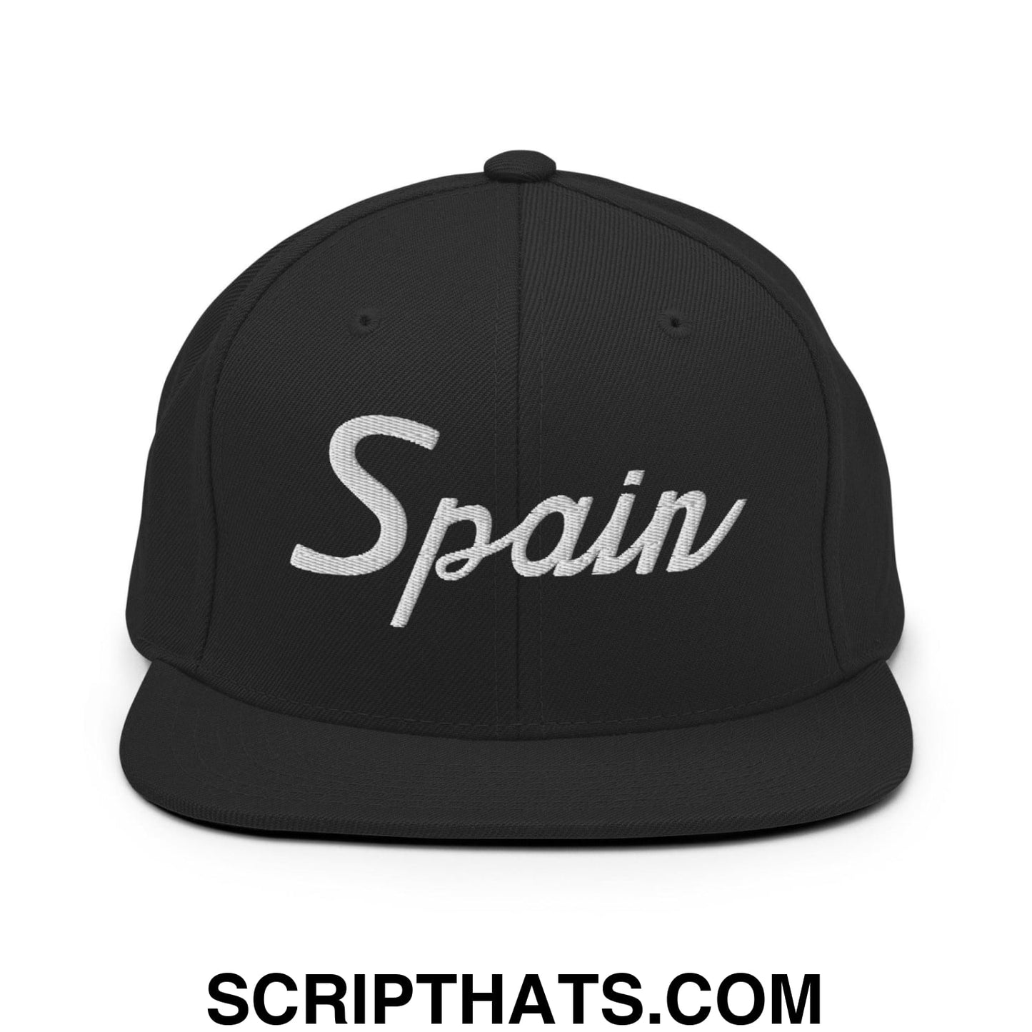 Spain Sports Vintage Script Snapback Hat Black