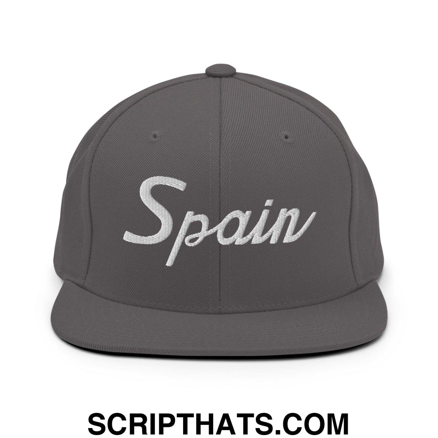 Spain Sports Vintage Script Snapback Hat Dark Grey