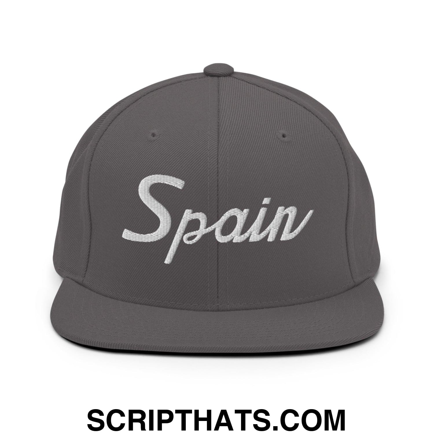 Spain Sports Vintage Script Snapback Hat Dark Grey