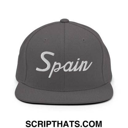 Spain Sports Vintage Script Snapback Hat Dark Grey