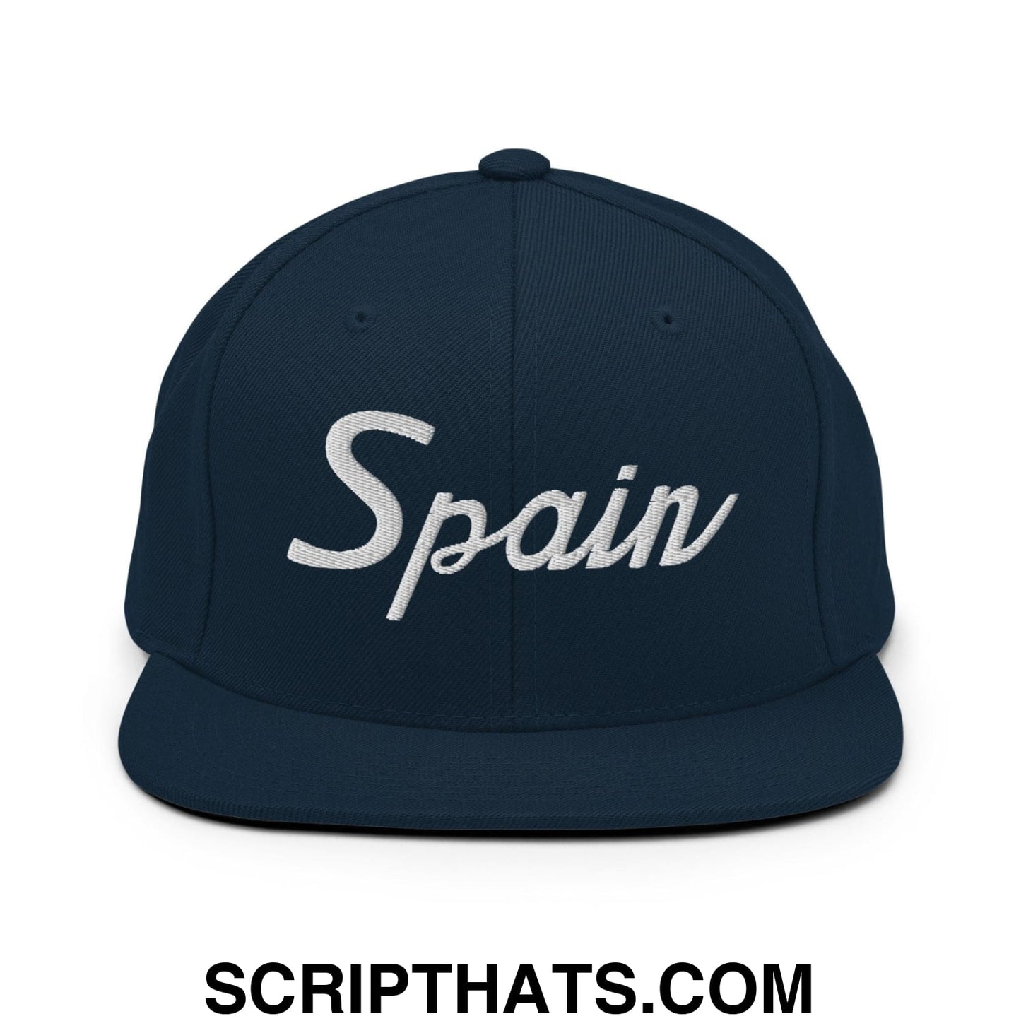 Spain Sports Vintage Script Snapback Hat Dark Navy