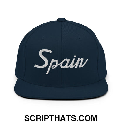 Spain Sports Vintage Script Snapback Hat Dark Navy