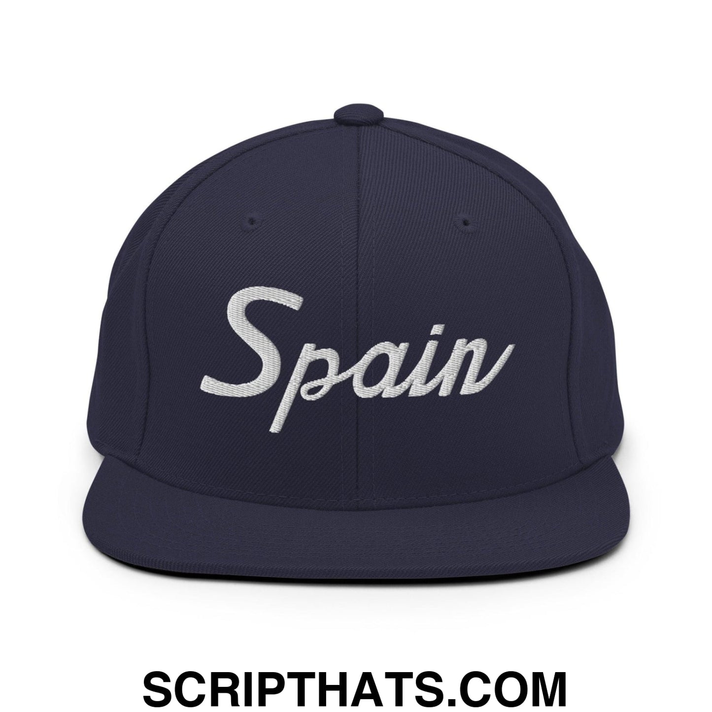 Spain Sports Vintage Script Snapback Hat Navy