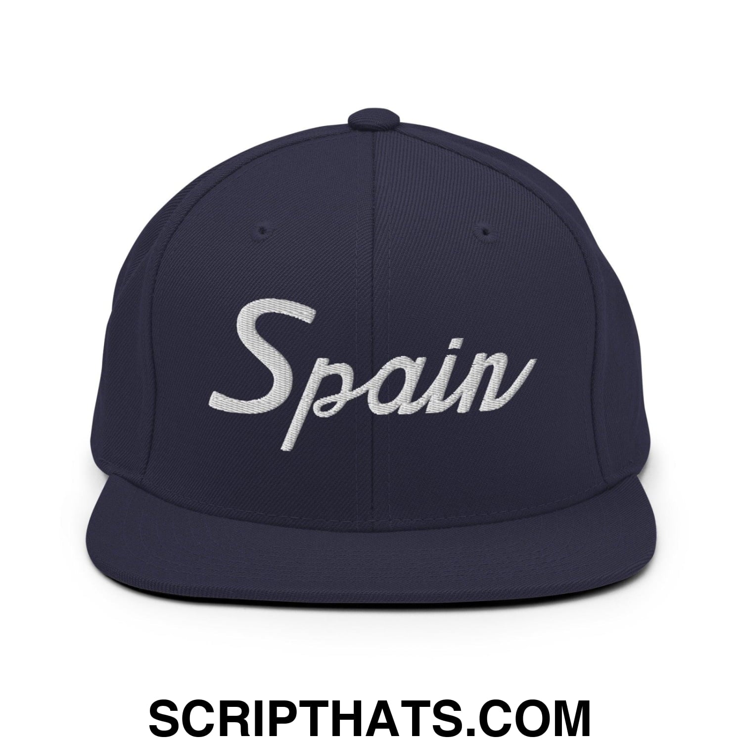 Spain Sports Vintage Script Snapback Hat Navy