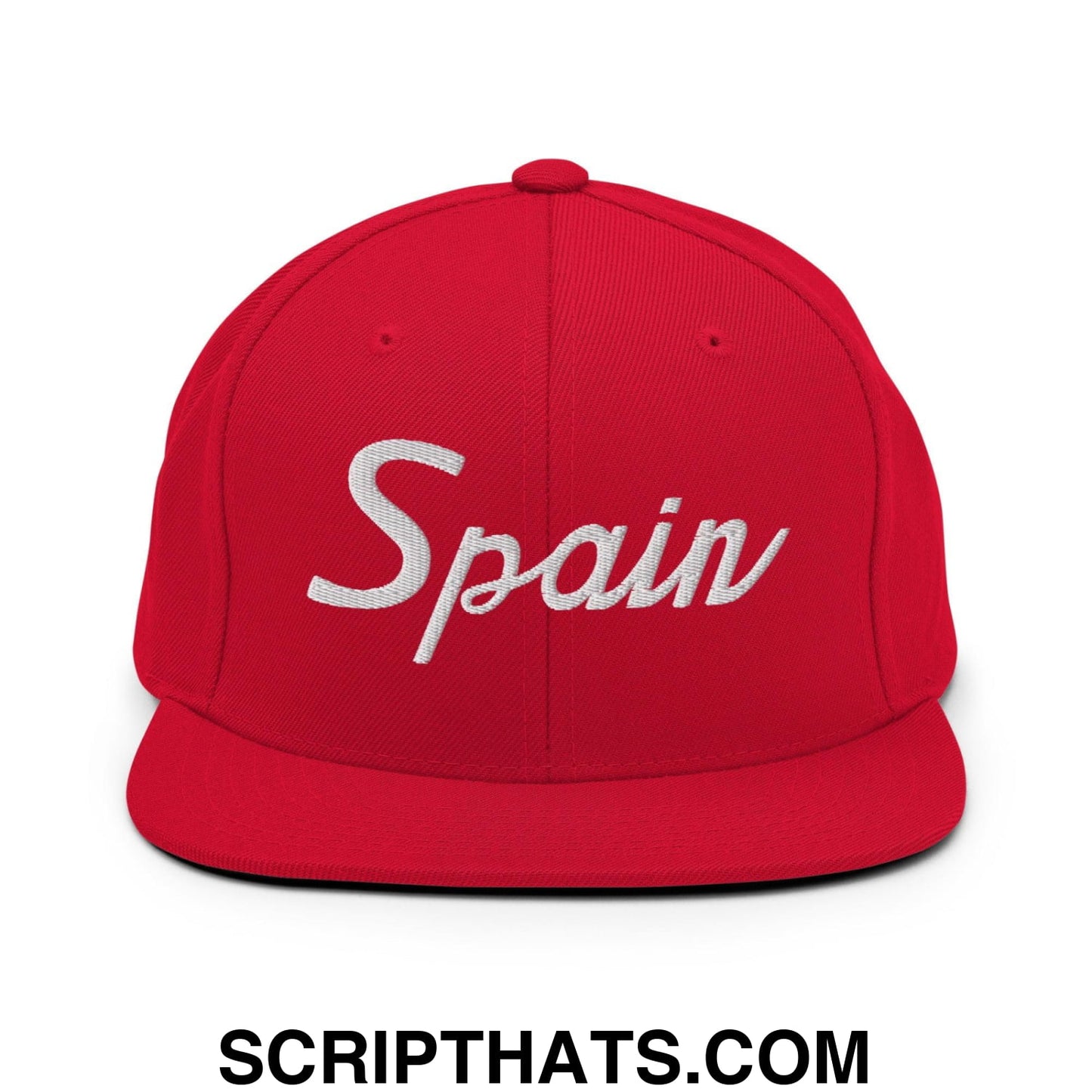 Spain Sports Vintage Script Snapback Hat Red
