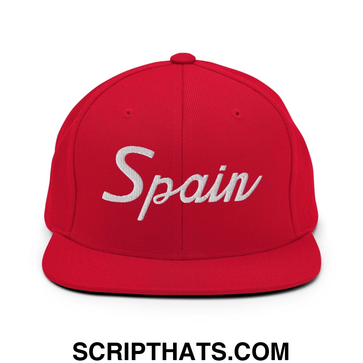 Spain Sports Vintage Script Snapback Hat Red
