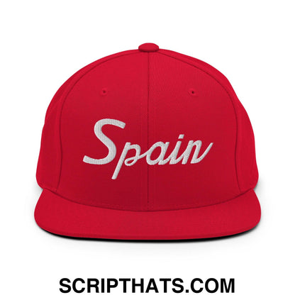 Spain Sports Vintage Script Snapback Hat Red