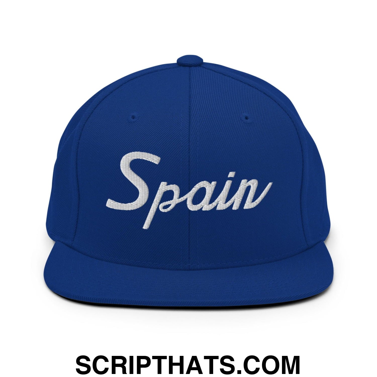 Spain Sports Vintage Script Snapback Hat Royal Blue