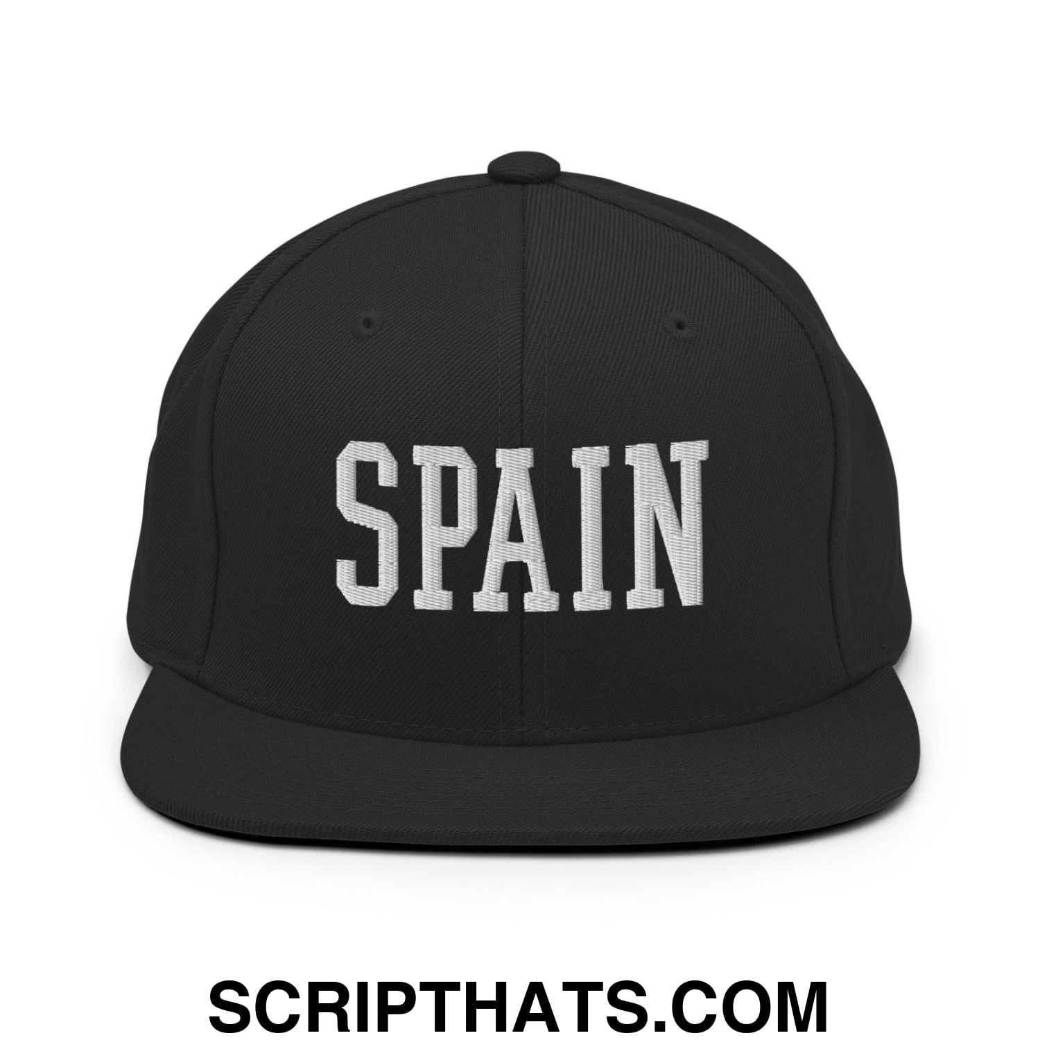 Spain Varsity Letterman Block Snapback Hat Black