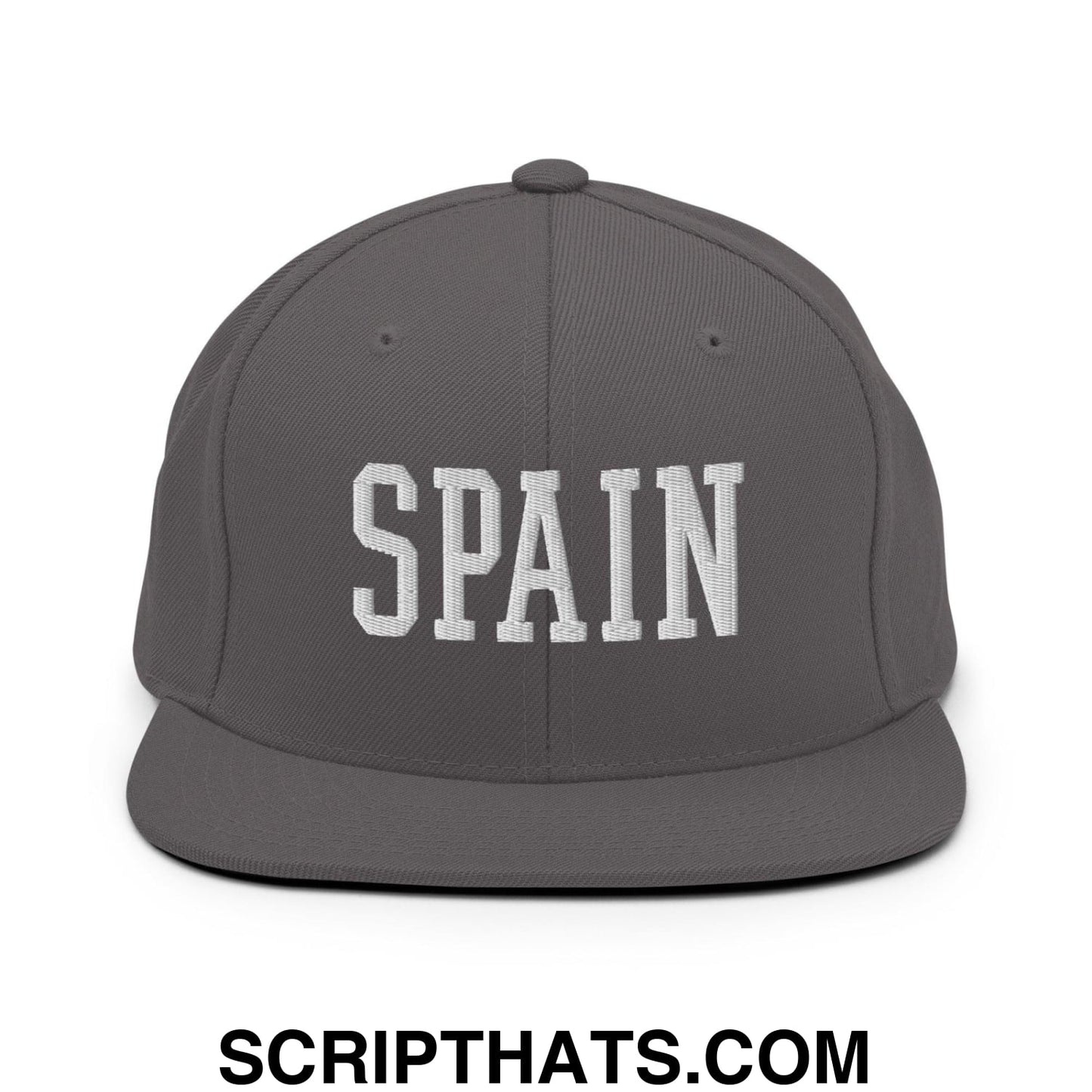 Spain Varsity Letterman Block Snapback Hat Dark Grey