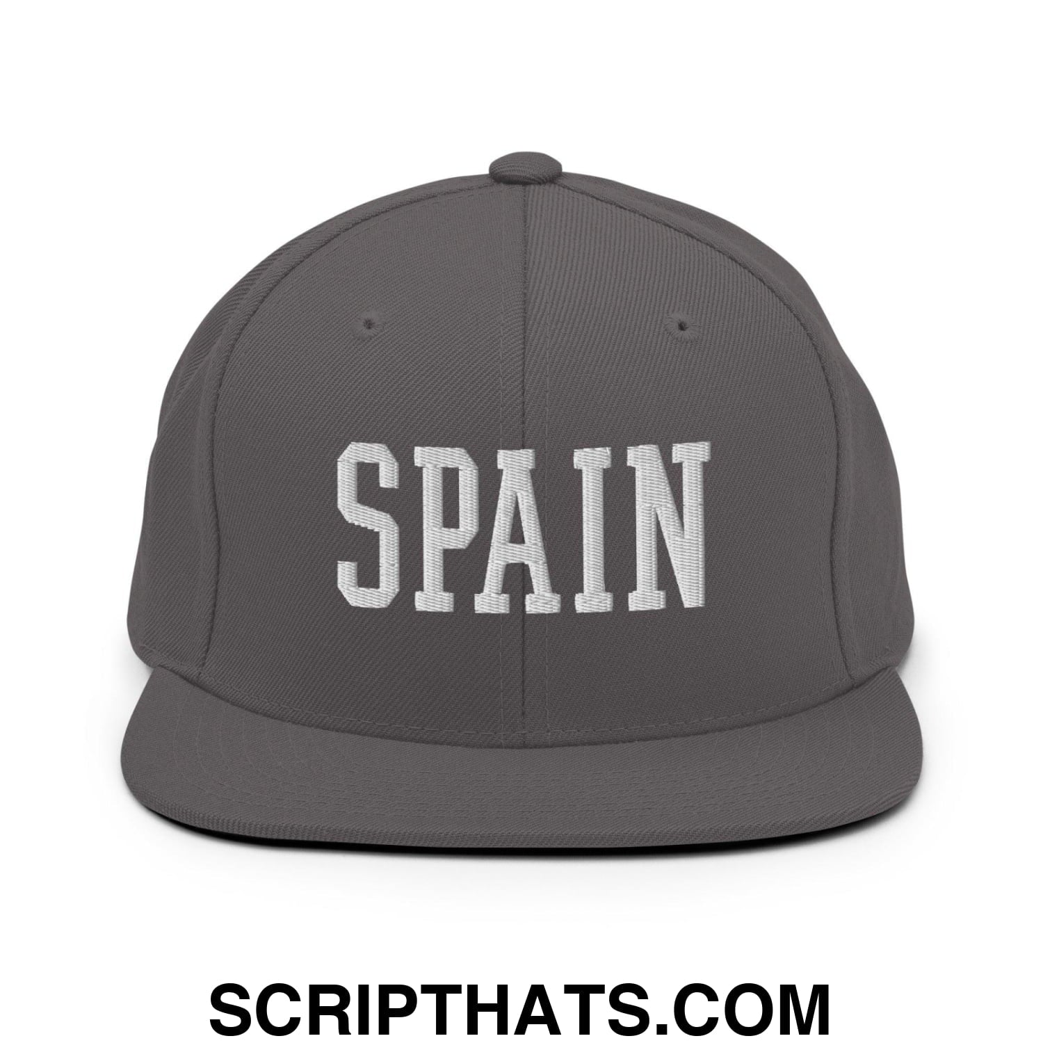 Spain Varsity Letterman Block Snapback Hat Dark Grey