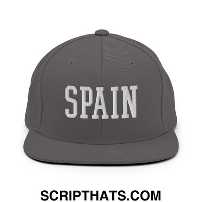 Spain Varsity Letterman Block Snapback Hat Dark Grey
