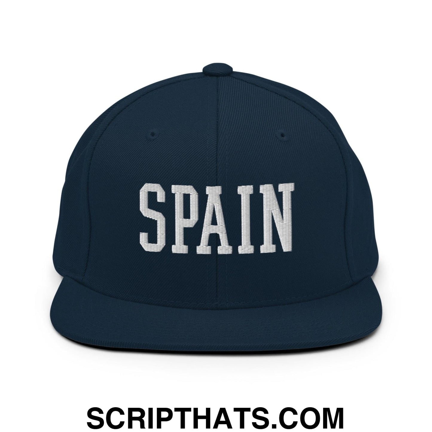 Spain Varsity Letterman Block Snapback Hat Dark Navy