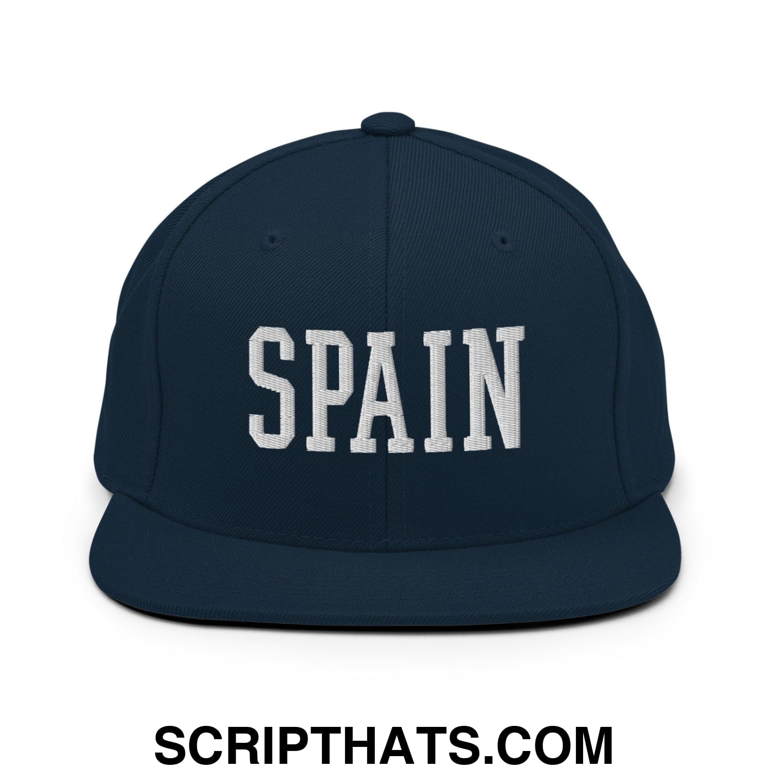 Spain Varsity Letterman Block Snapback Hat Dark Navy