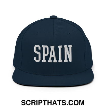 Spain Varsity Letterman Block Snapback Hat Dark Navy