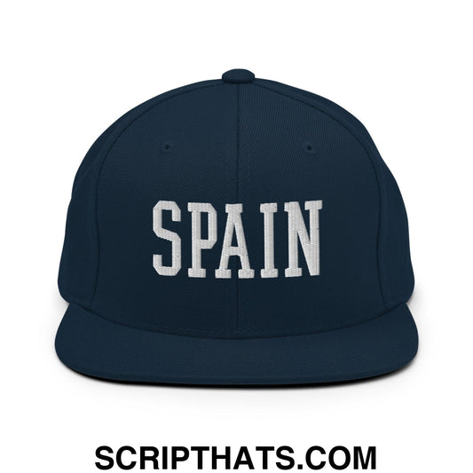 Spain Varsity Letterman Block Snapback Hat Dark Navy