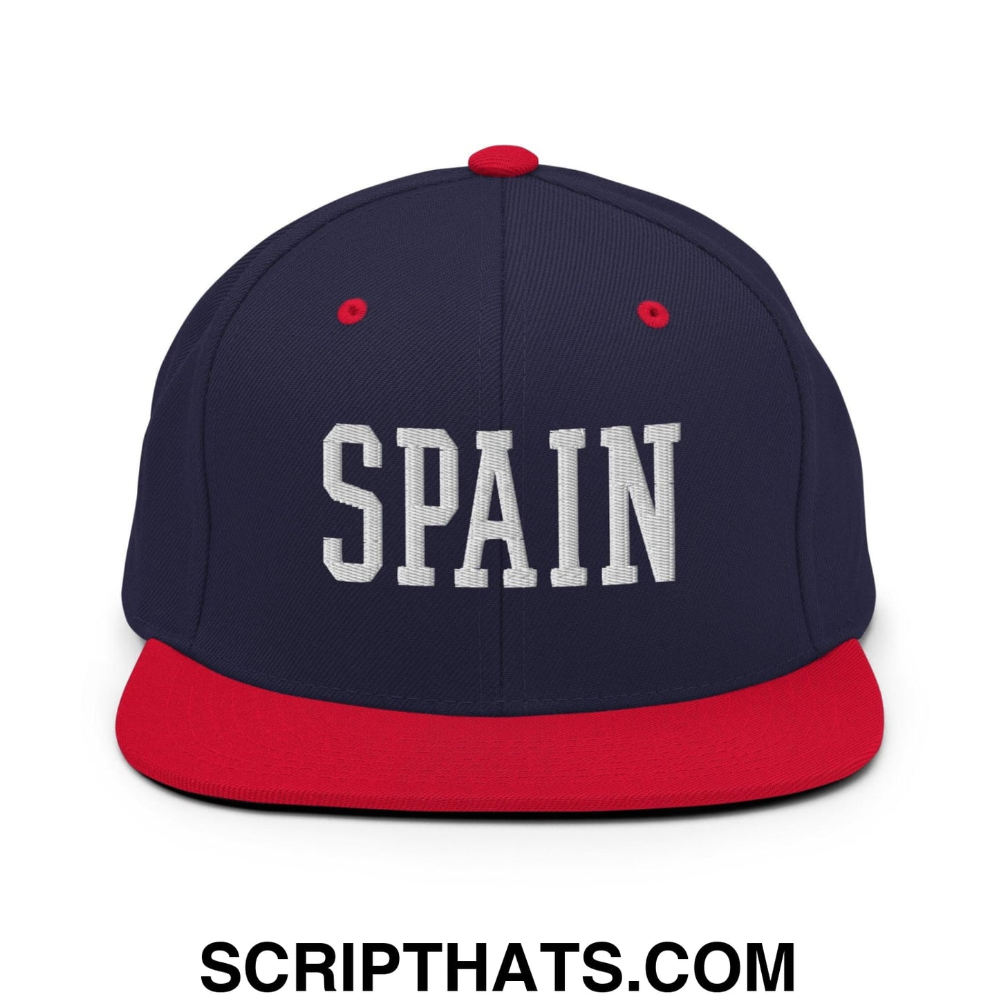 Spain Varsity Letterman Block Snapback Hat Navy Red
