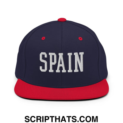 Spain Varsity Letterman Block Snapback Hat Navy Red