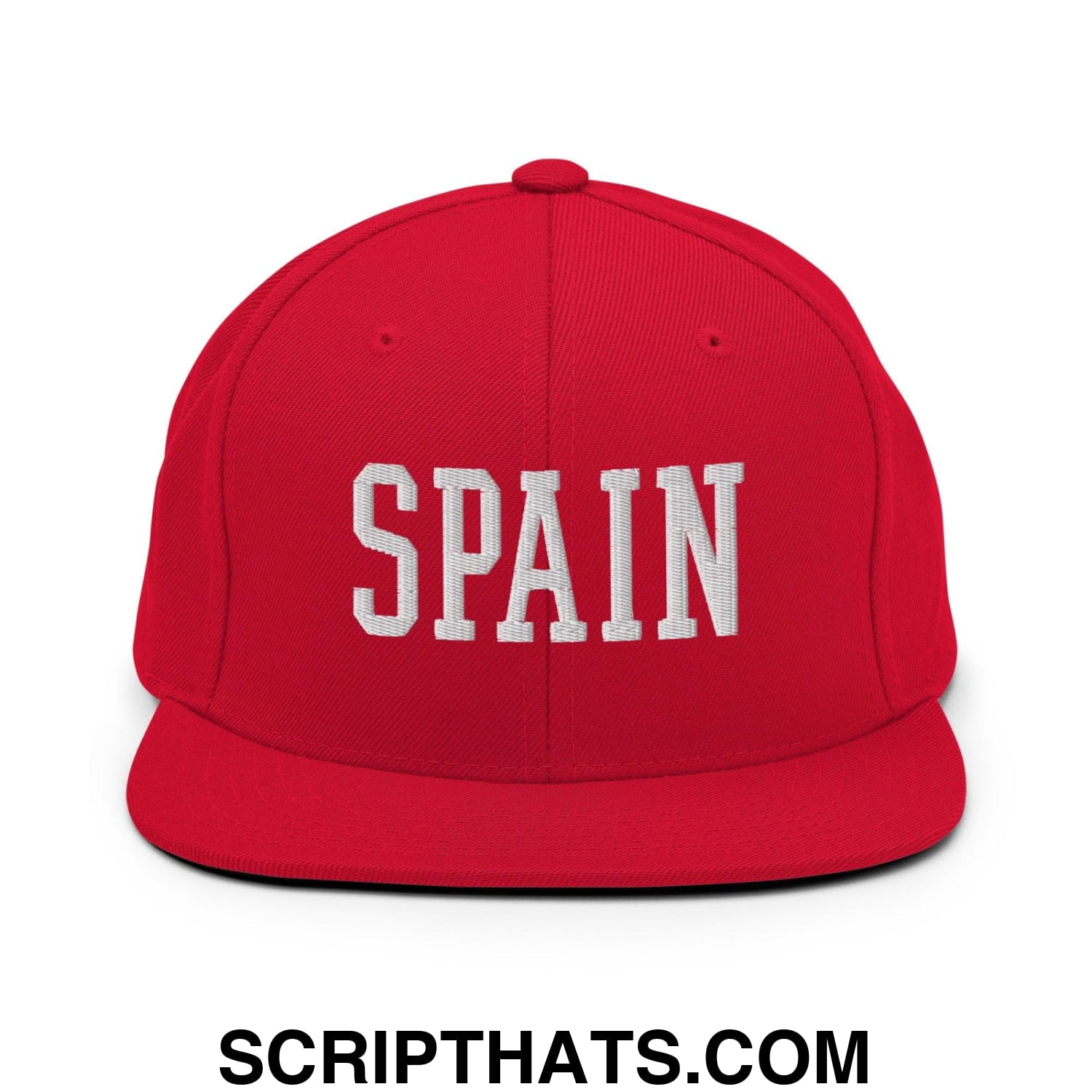 Spain Varsity Letterman Block Snapback Hat Red