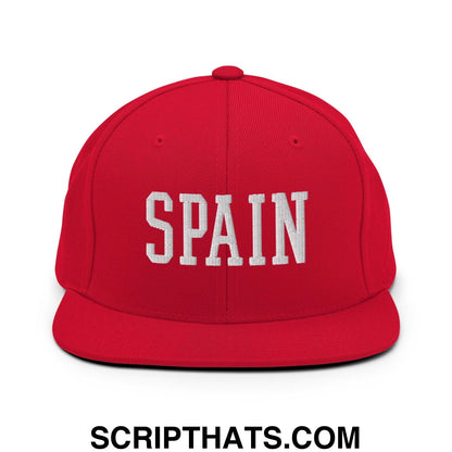 Spain Varsity Letterman Block Snapback Hat Red