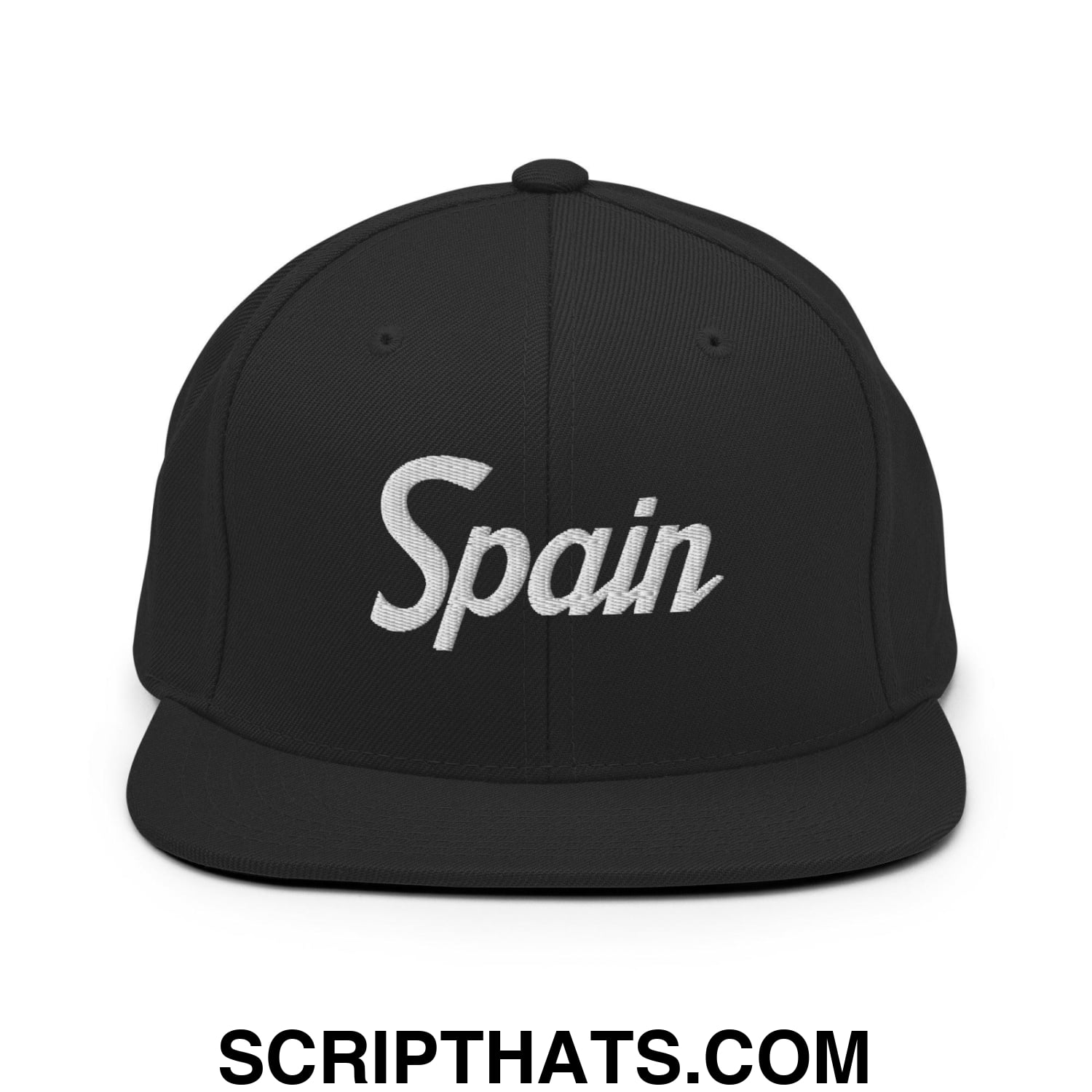 Spain Vintage Sports Script Snapback Hat Black