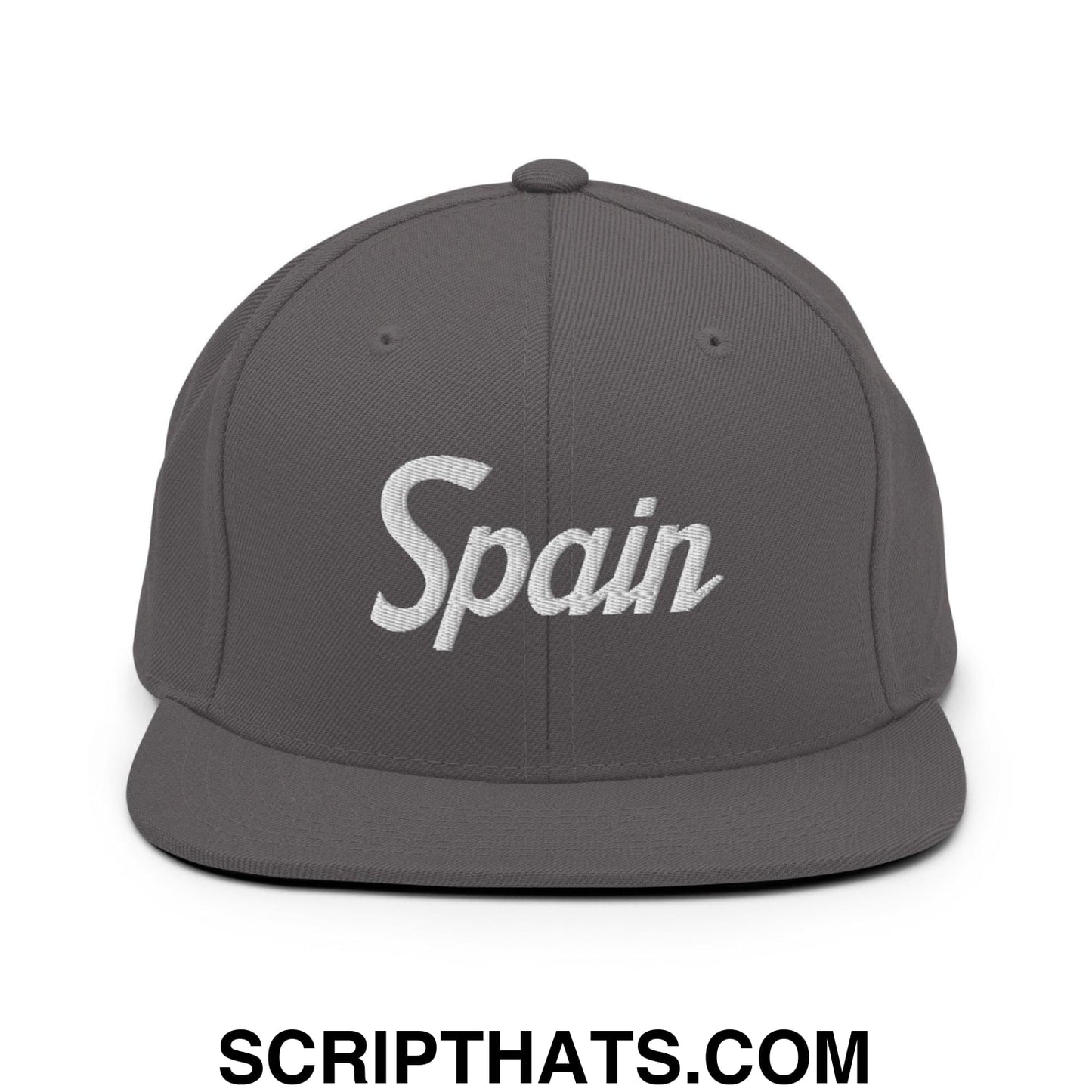 Spain Vintage Sports Script Snapback Hat Dark Grey