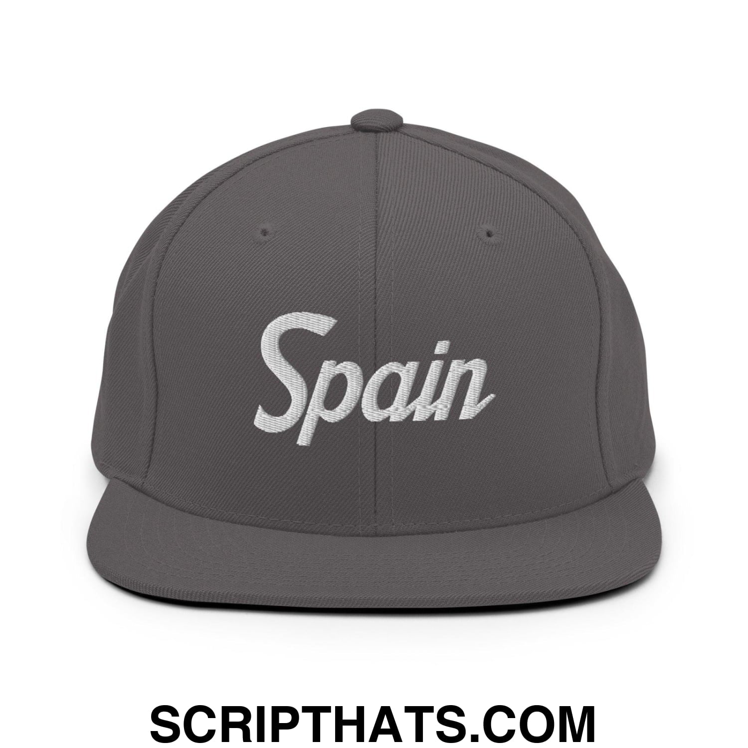 Spain Vintage Sports Script Snapback Hat Dark Grey