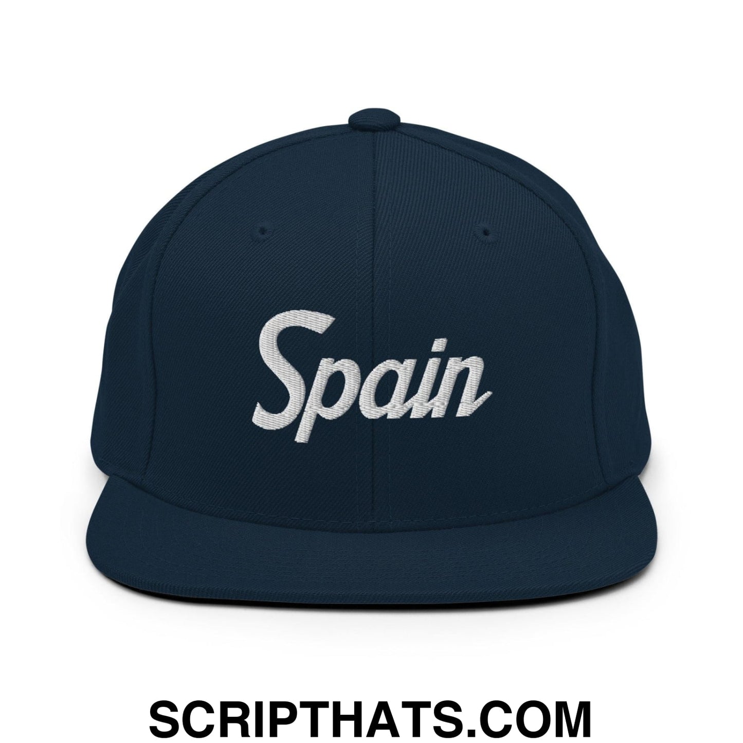 Spain Vintage Sports Script Snapback Hat Dark Navy