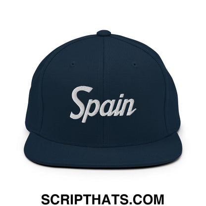 Spain Vintage Sports Script Snapback Hat Dark Navy