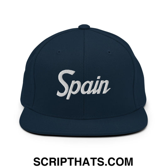Spain Vintage Sports Script Snapback Hat Dark Navy
