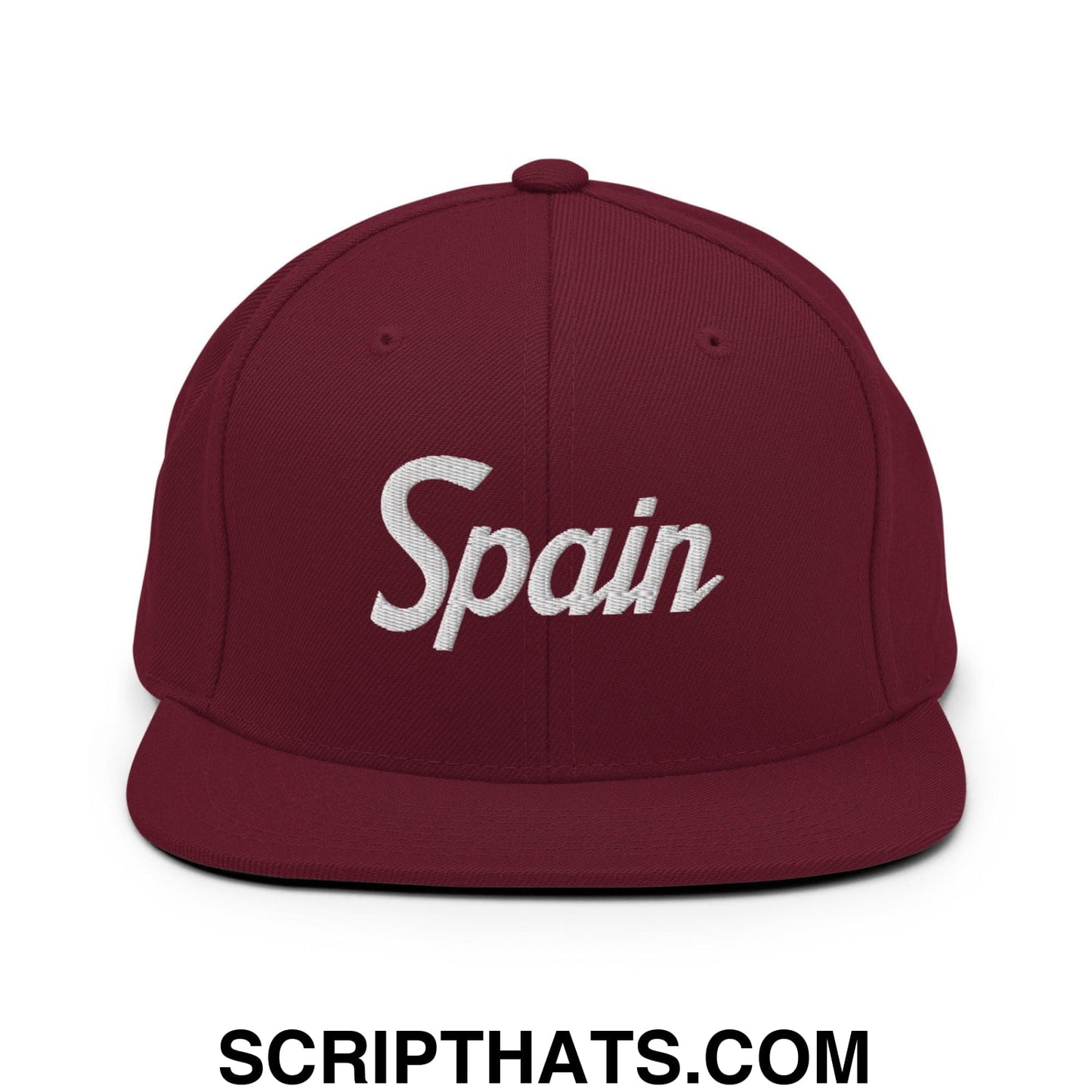 Spain Vintage Sports Script Snapback Hat Maroon