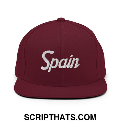 Spain Vintage Sports Script Snapback Hat Maroon
