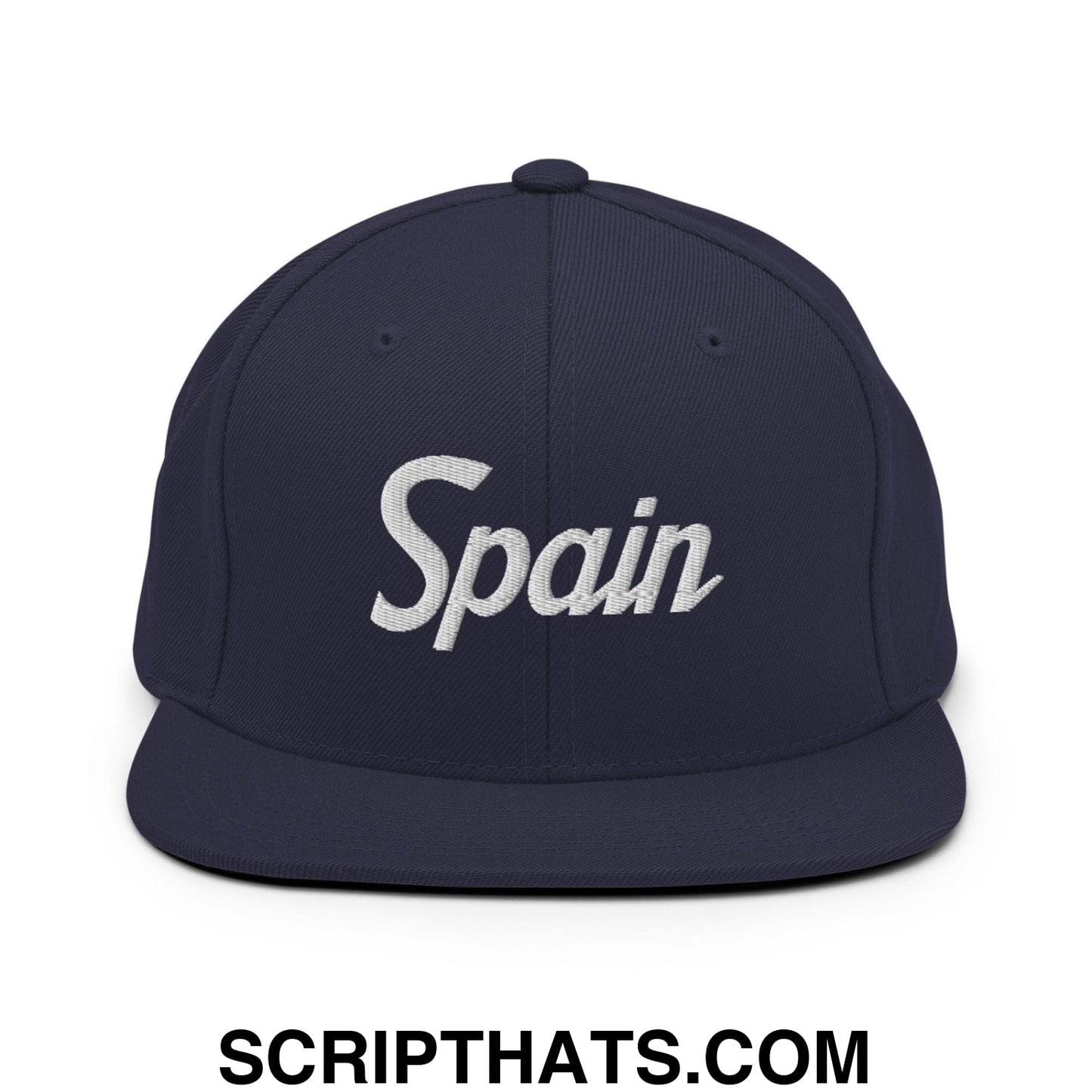 Spain Vintage Sports Script Snapback Hat Navy