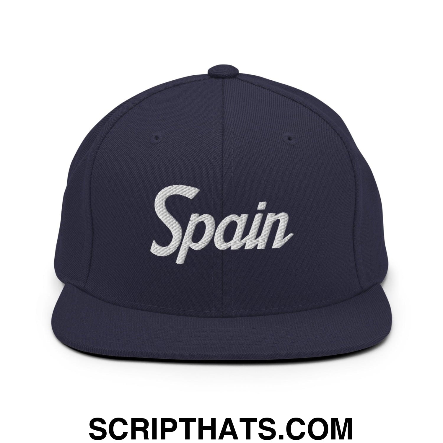 Spain Vintage Sports Script Snapback Hat Navy