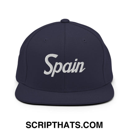 Spain Vintage Sports Script Snapback Hat Navy