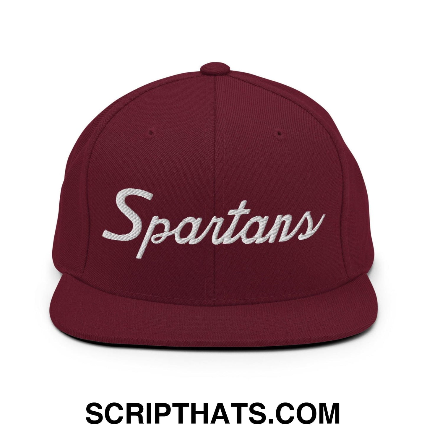 Spartans School Mascot Script Snapback Hat Maroon