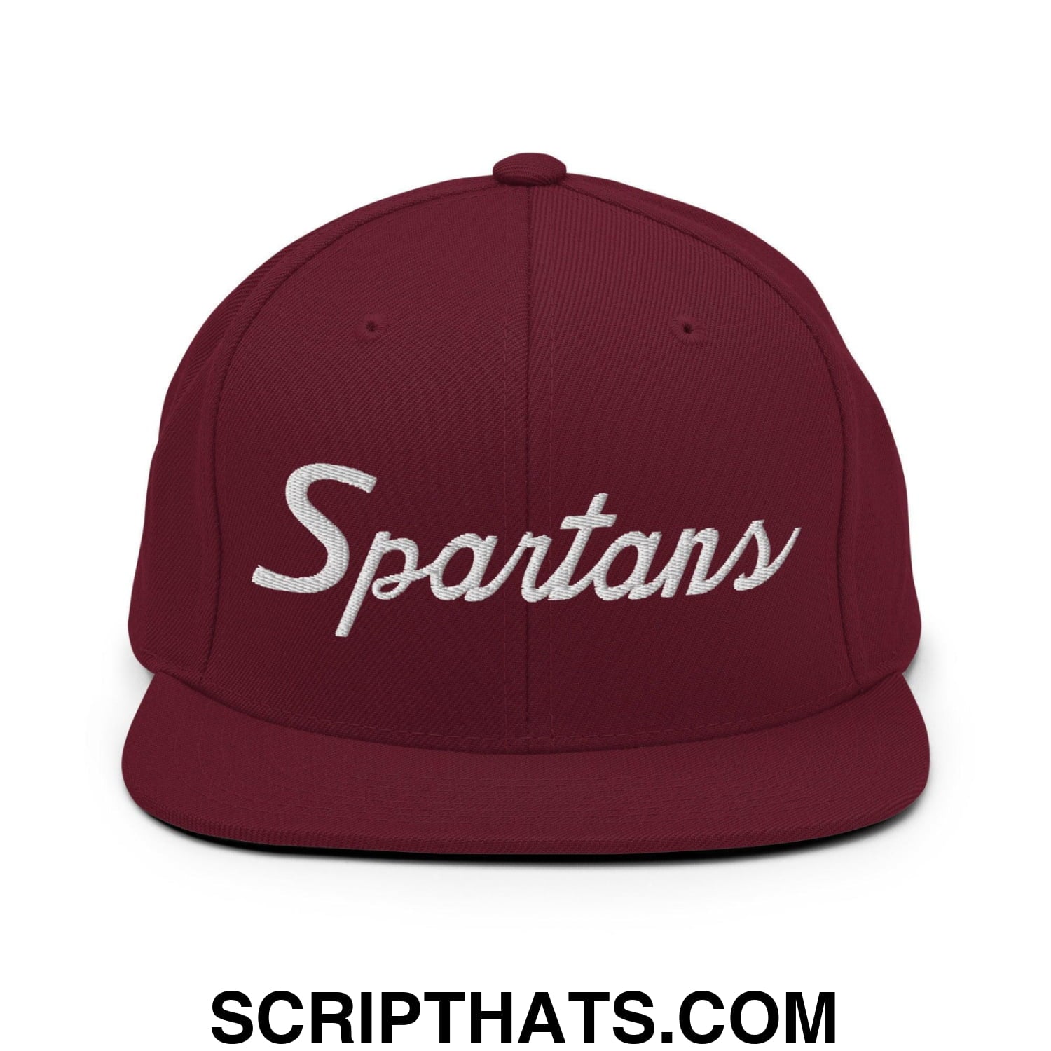 Spartans School Mascot Script Snapback Hat Maroon