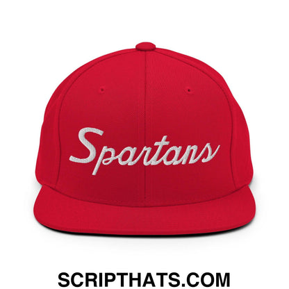 Spartans School Mascot Script Snapback Hat Red
