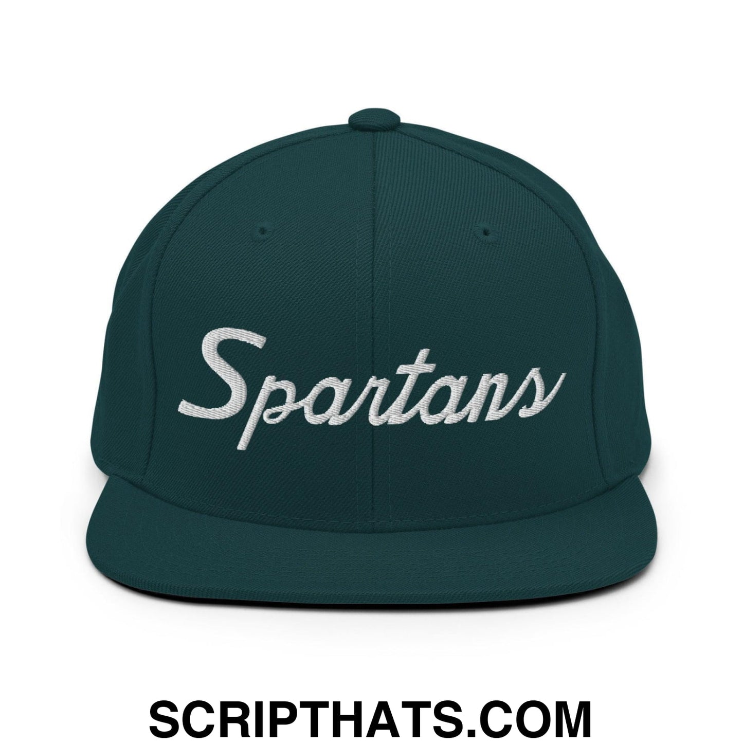 Spartans School Mascot Script Snapback Hat Spruce