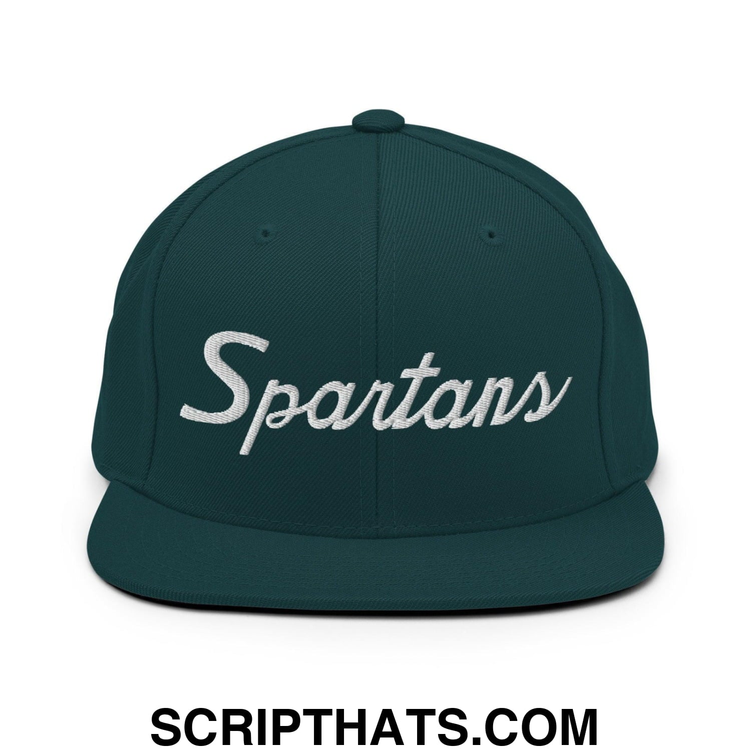 Spartans School Mascot Script Snapback Hat Spruce