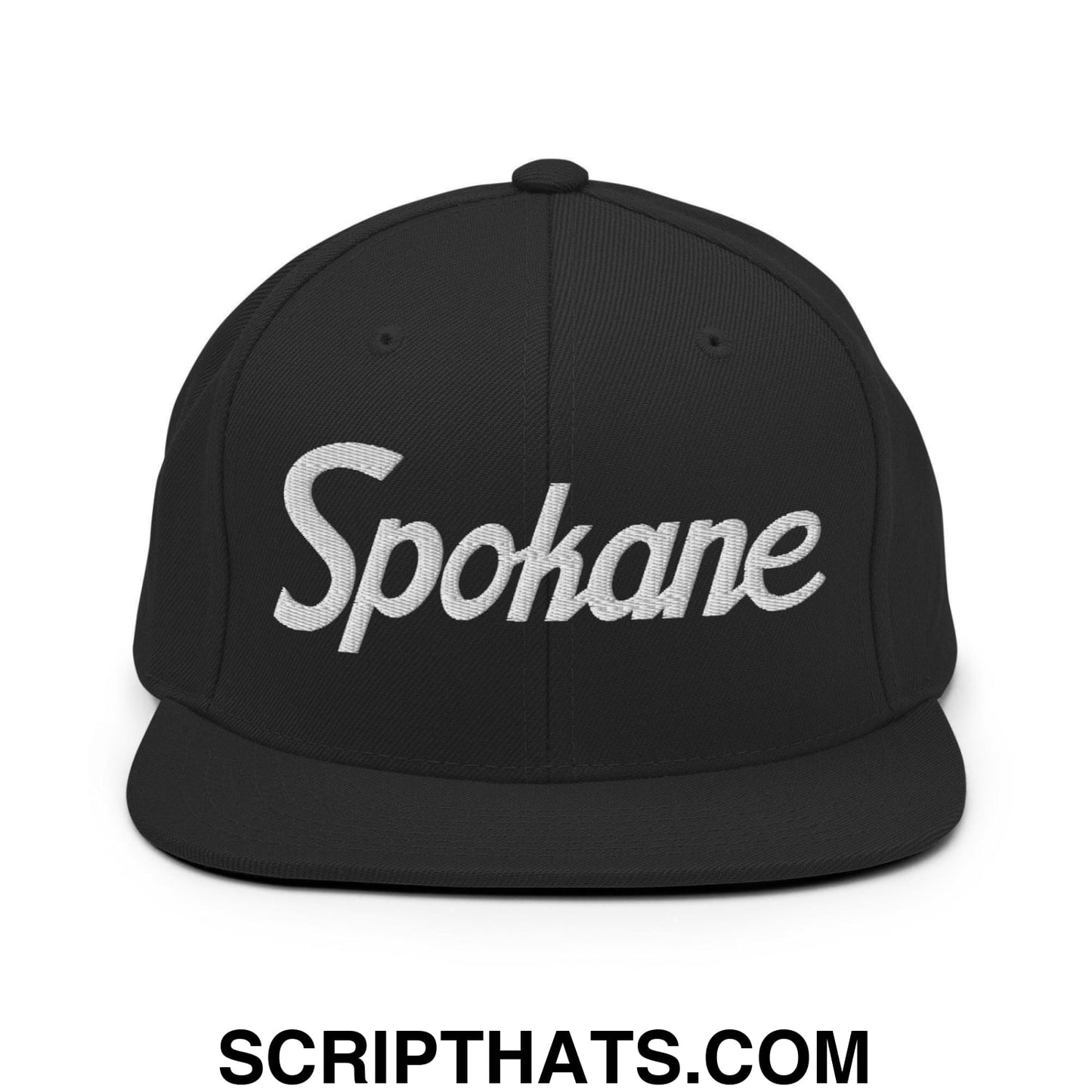 Spokane Script Snapback Hat Black
