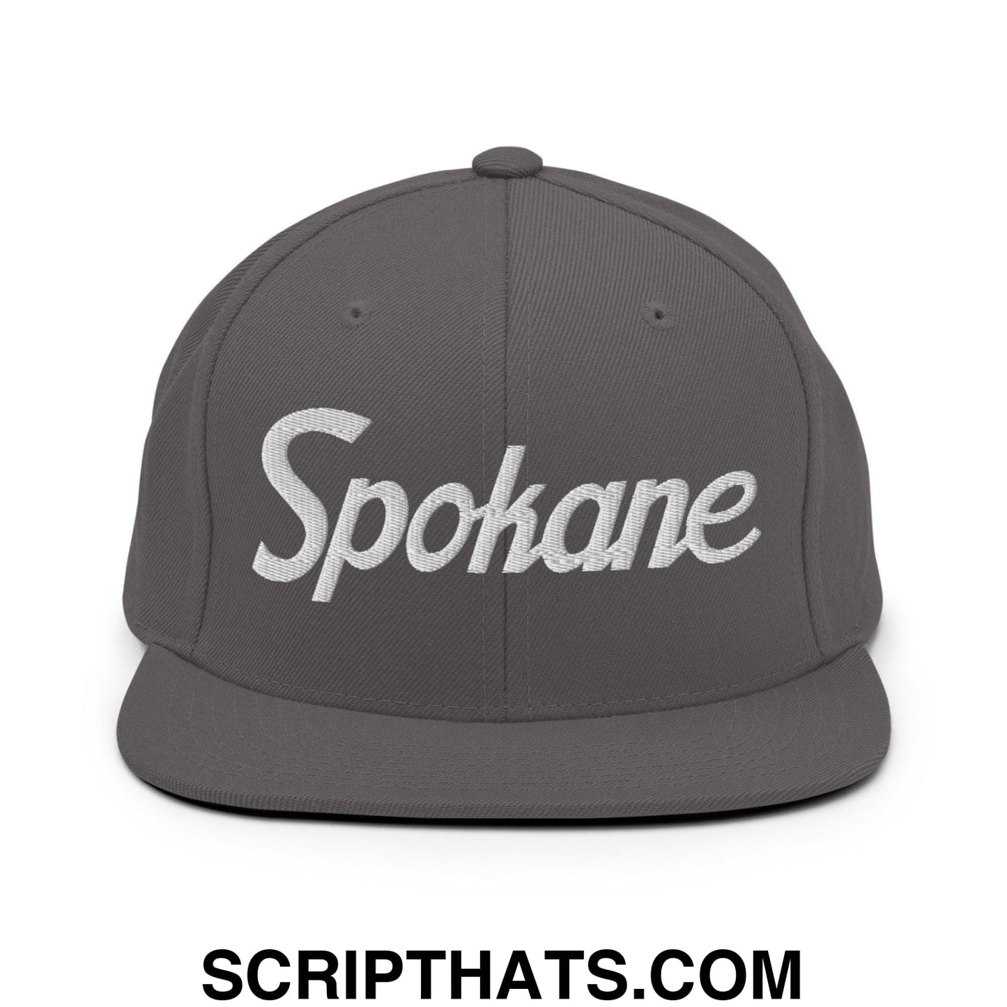 Spokane Script Snapback Hat Dark Grey