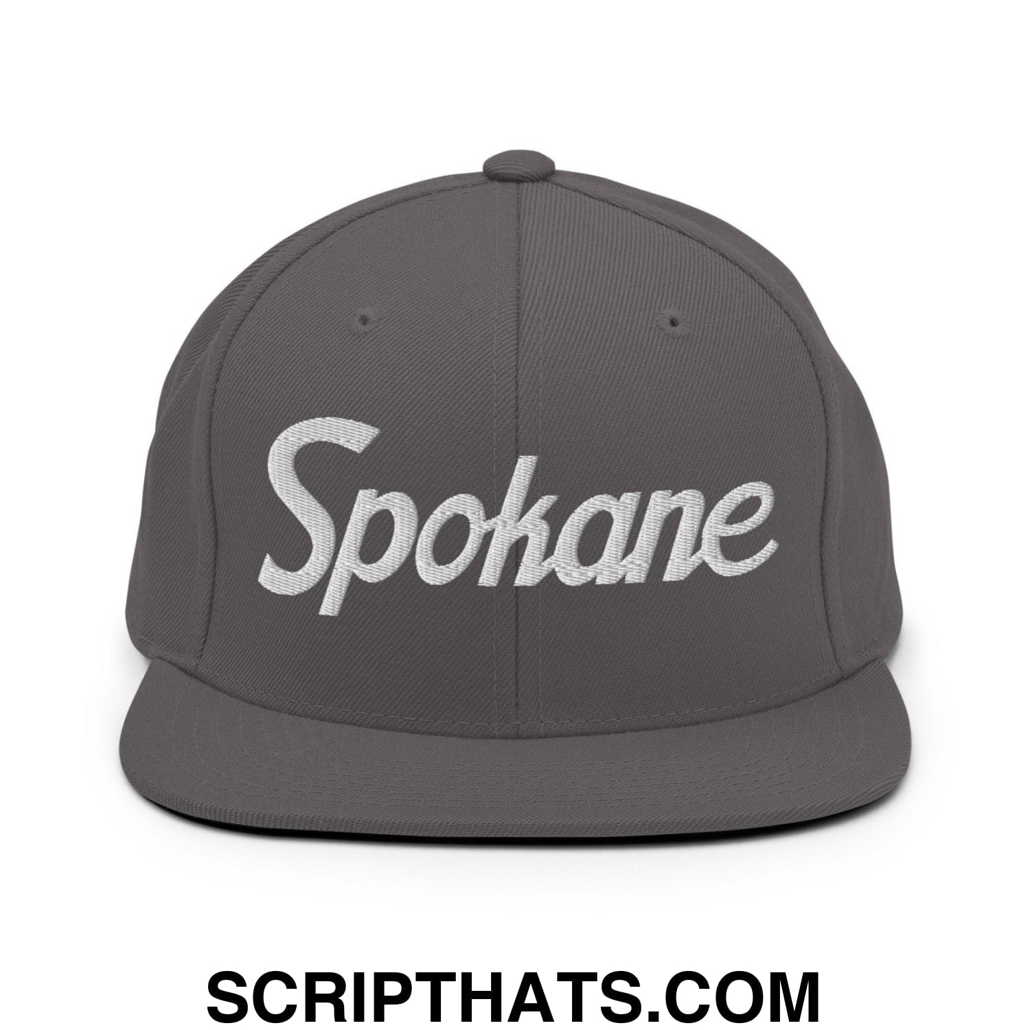 Spokane Script Snapback Hat Dark Grey
